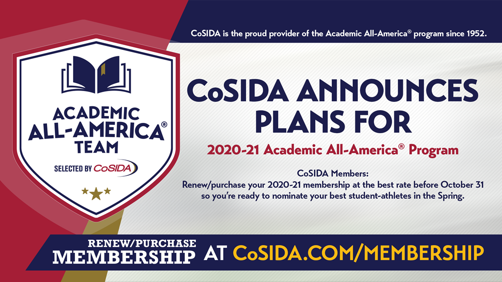 CoSIDA Announces Plans for 2020-21 Academic All-America® Program